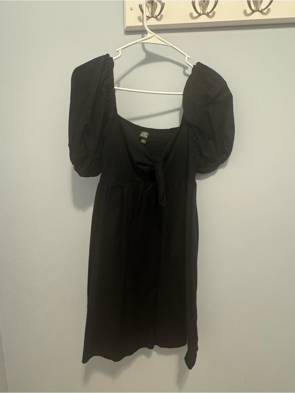 Wild Fable Black Puff Sleeve Tie-Front Mini Dress - Coquette Whimsygoth - Size S